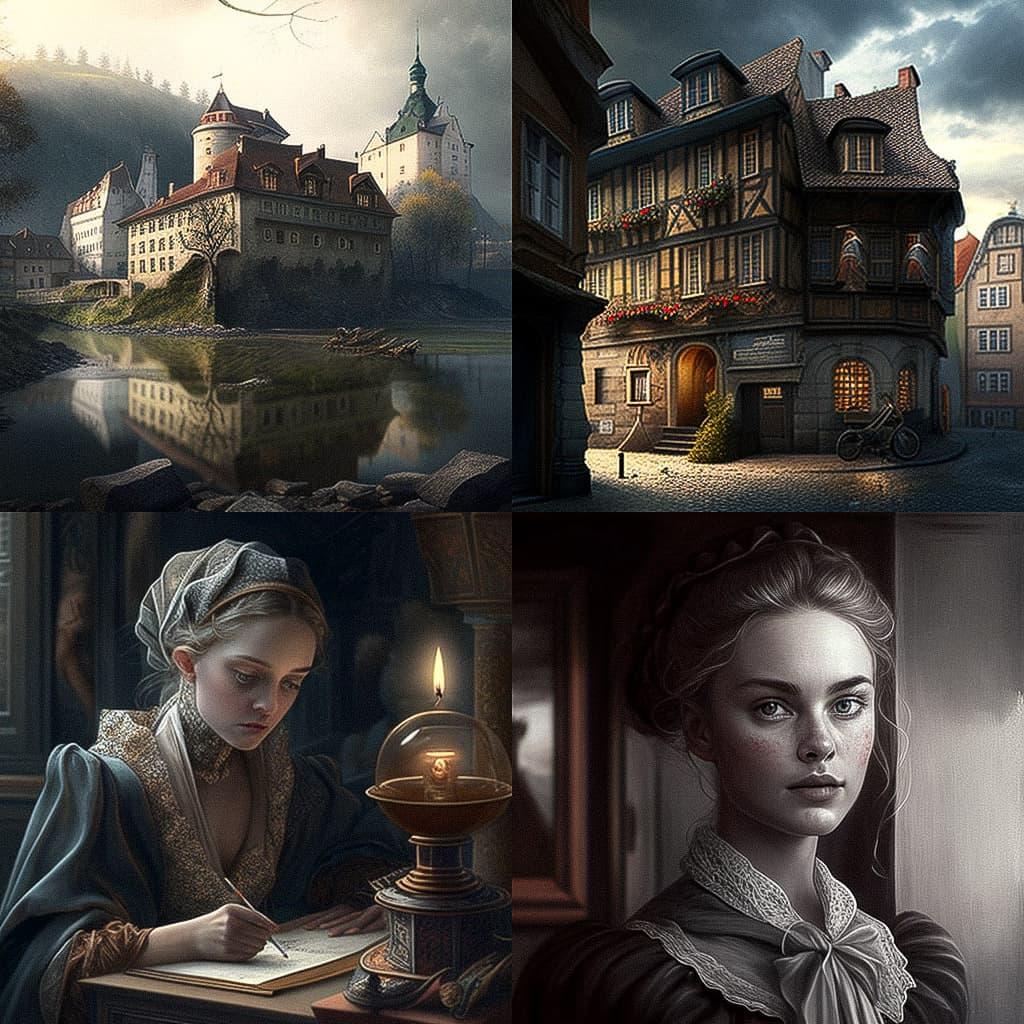 Eduard Gaertner style, Midjourney V4, render 1 of 4