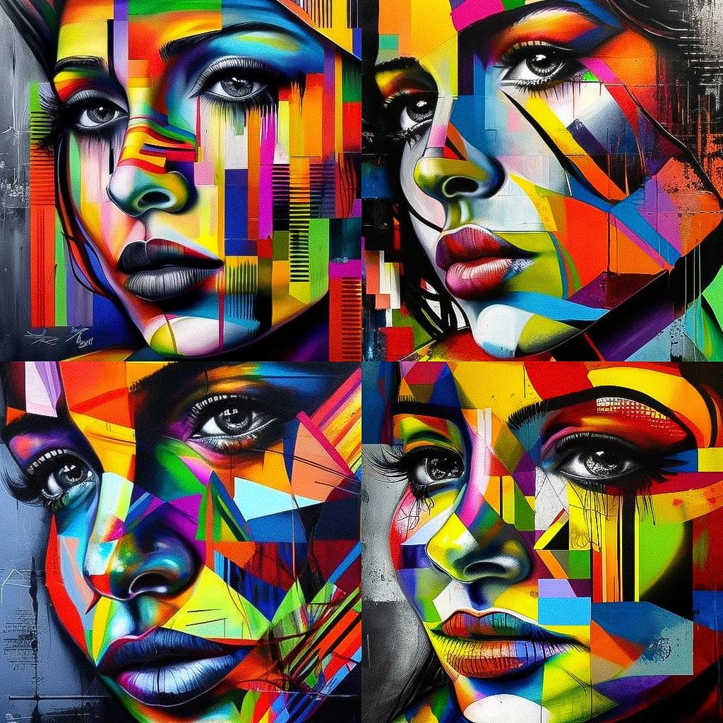 Eduardo Kobra style, Midjourney V4, render 1 of 4