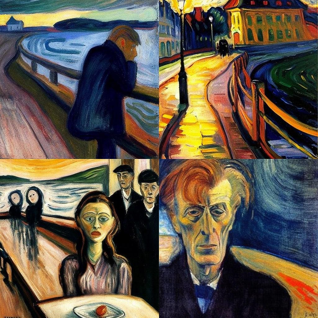 Edvard Munch style, Midjourney V4, render 1 of 4