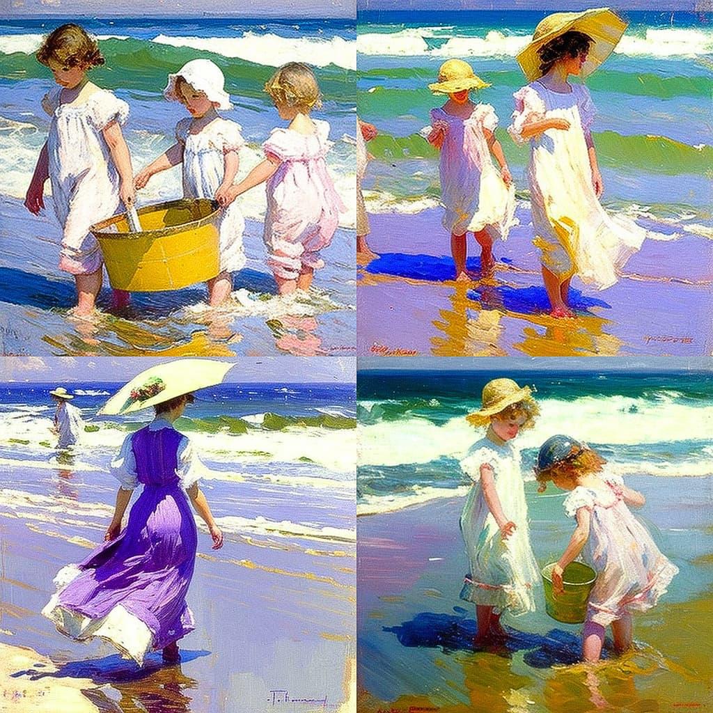 Edward Henry Potthast style, Midjourney V4, render 1 of 4