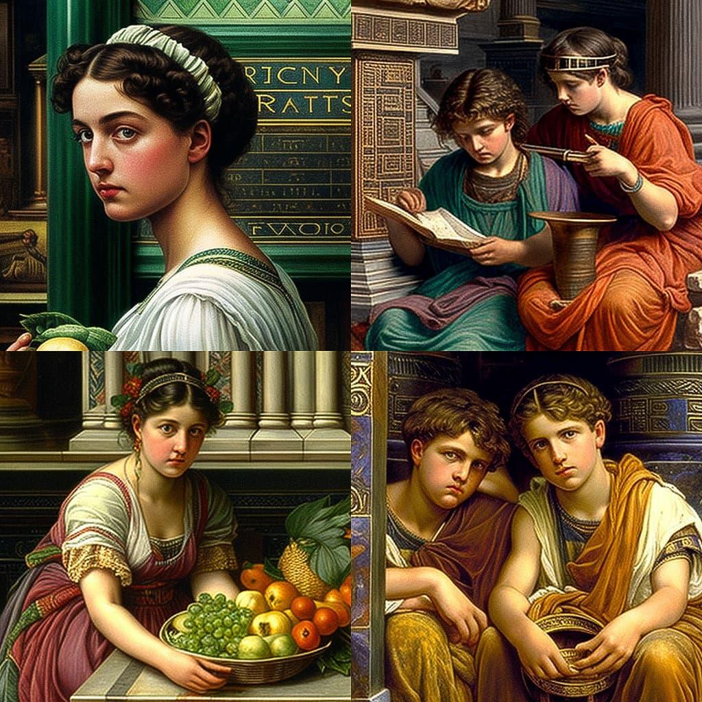 Edward Poynter style, Midjourney V4, render 1 of 4