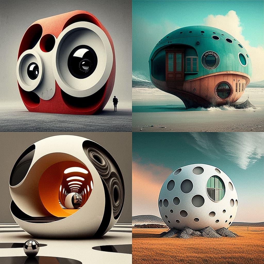 Eero Aarnio style, Midjourney V4, render 1 of 4