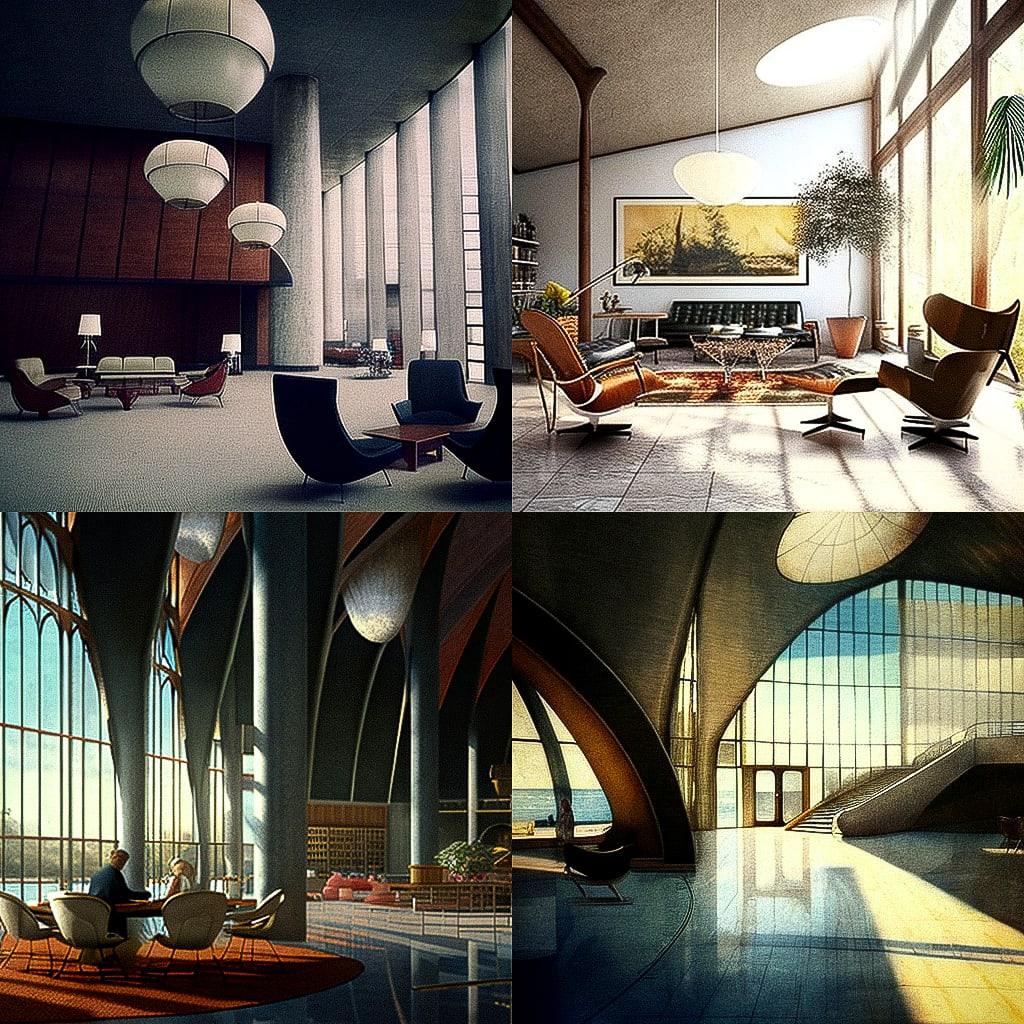 Eero Saarinen style, Midjourney V4, render 1 of 4