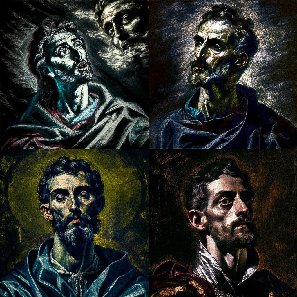 El Greco style, Midjourney V4, render 1 of 4