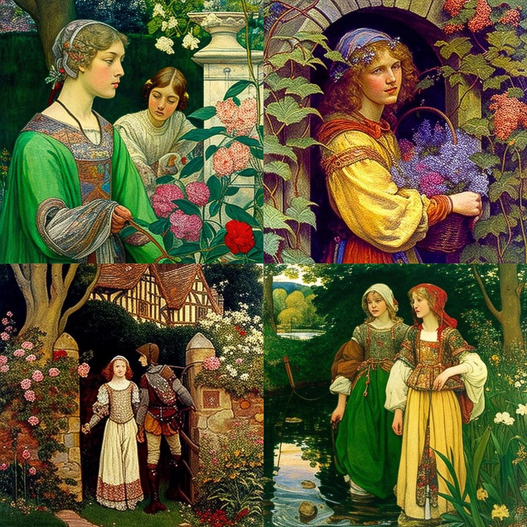 Eleanor Fortescue-Brickdale style, Midjourney V4, render 1 of 4