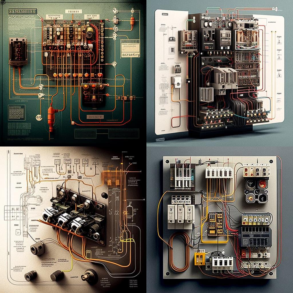 Electrical layout style, Midjourney V4, render 1 of 4