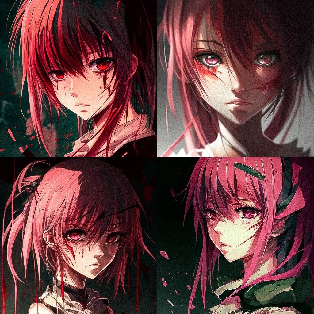 Elfen Lied style, Midjourney V4, render 1 of 4