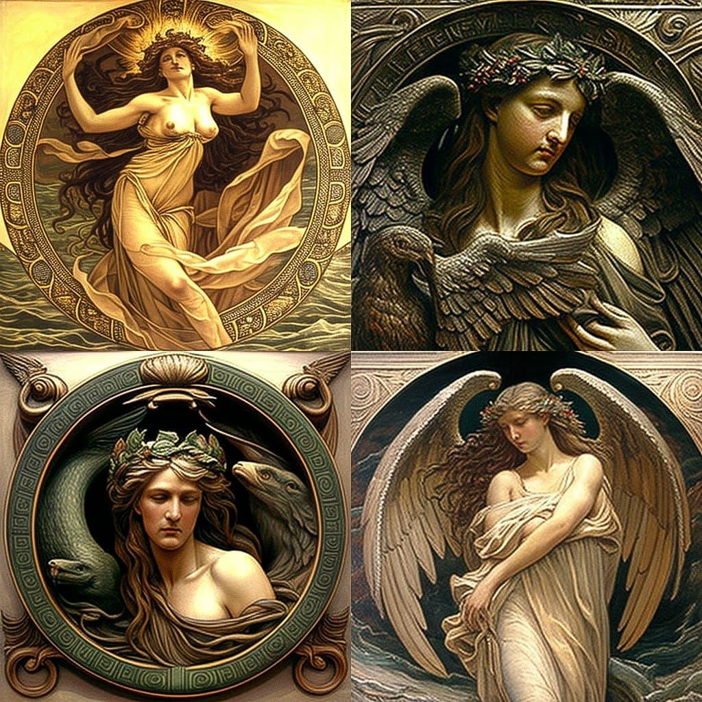 Elihu Vedder style, Midjourney V4, render 1 of 4