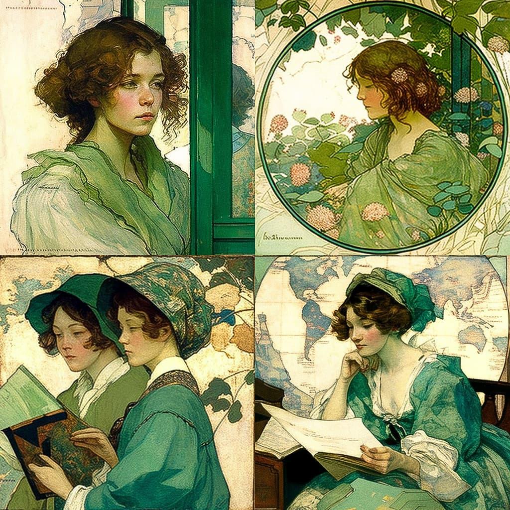 Elizabeth Shippen Green style, Midjourney V4, render 1 of 4
