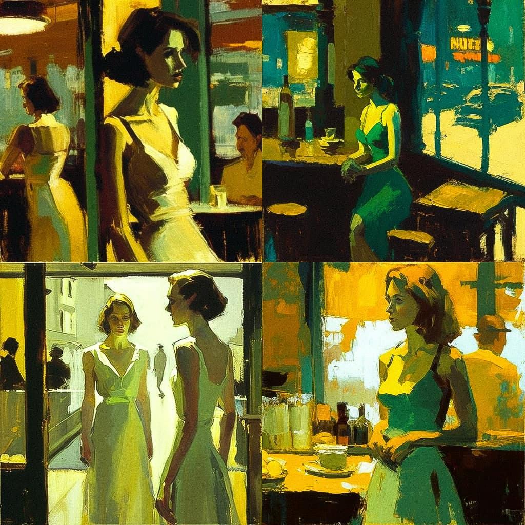 Elmer Bischoff style, Midjourney V4, render 1 of 4