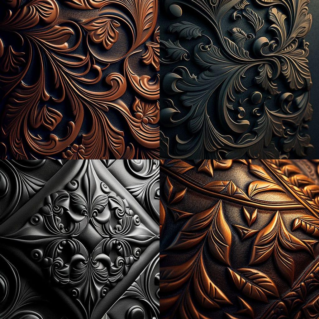 Embossed texture style, Midjourney V4, render 1 of 4