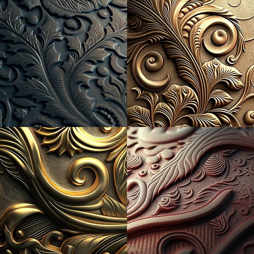 Embossing style, Midjourney V4, render 1 of 4