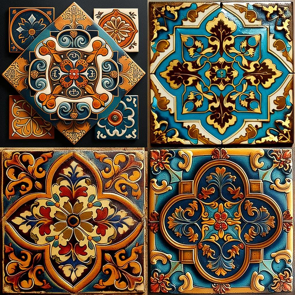 Encaustic tile style, Midjourney V4, render 1 of 4