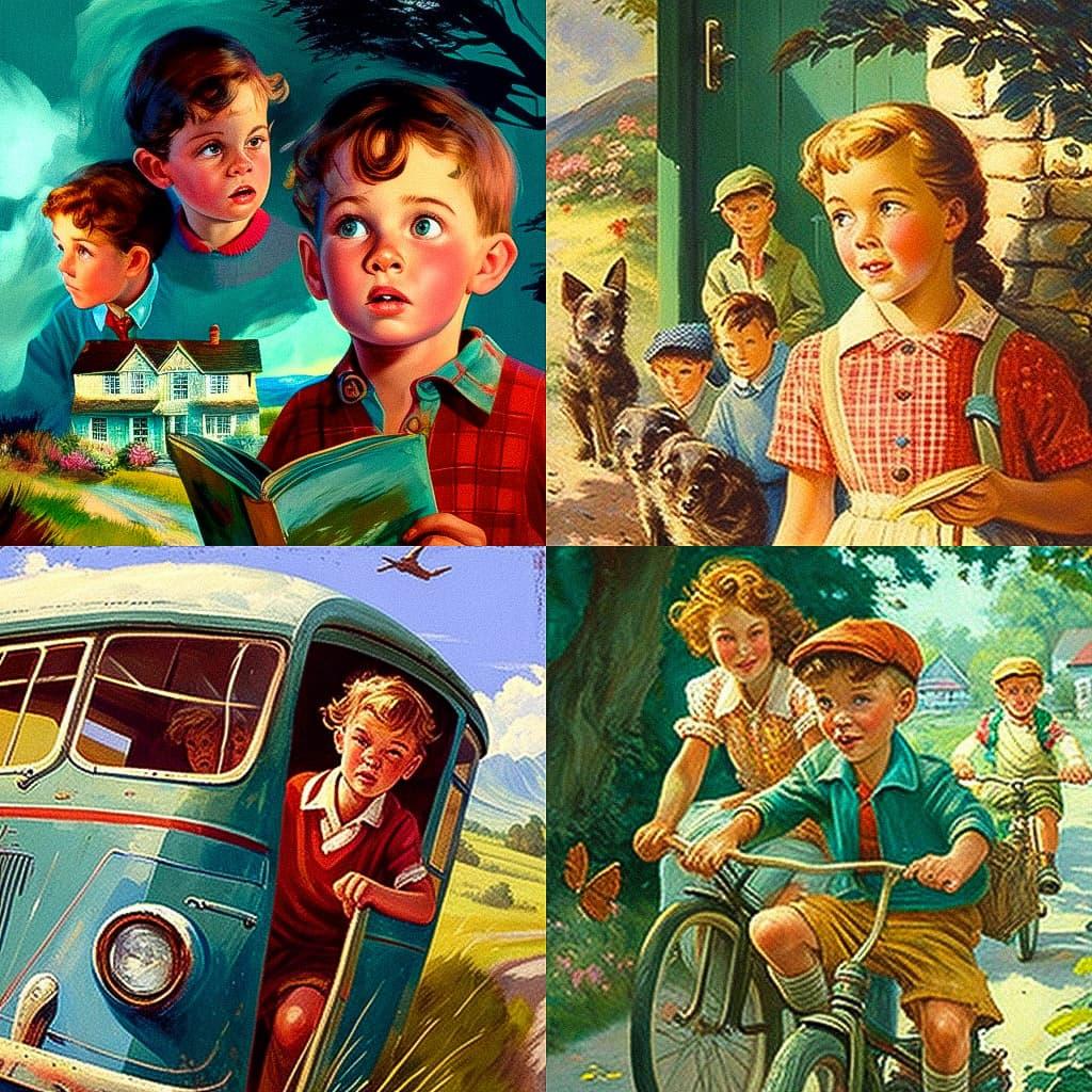 Enid Blyton style, Midjourney V4, render 1 of 4