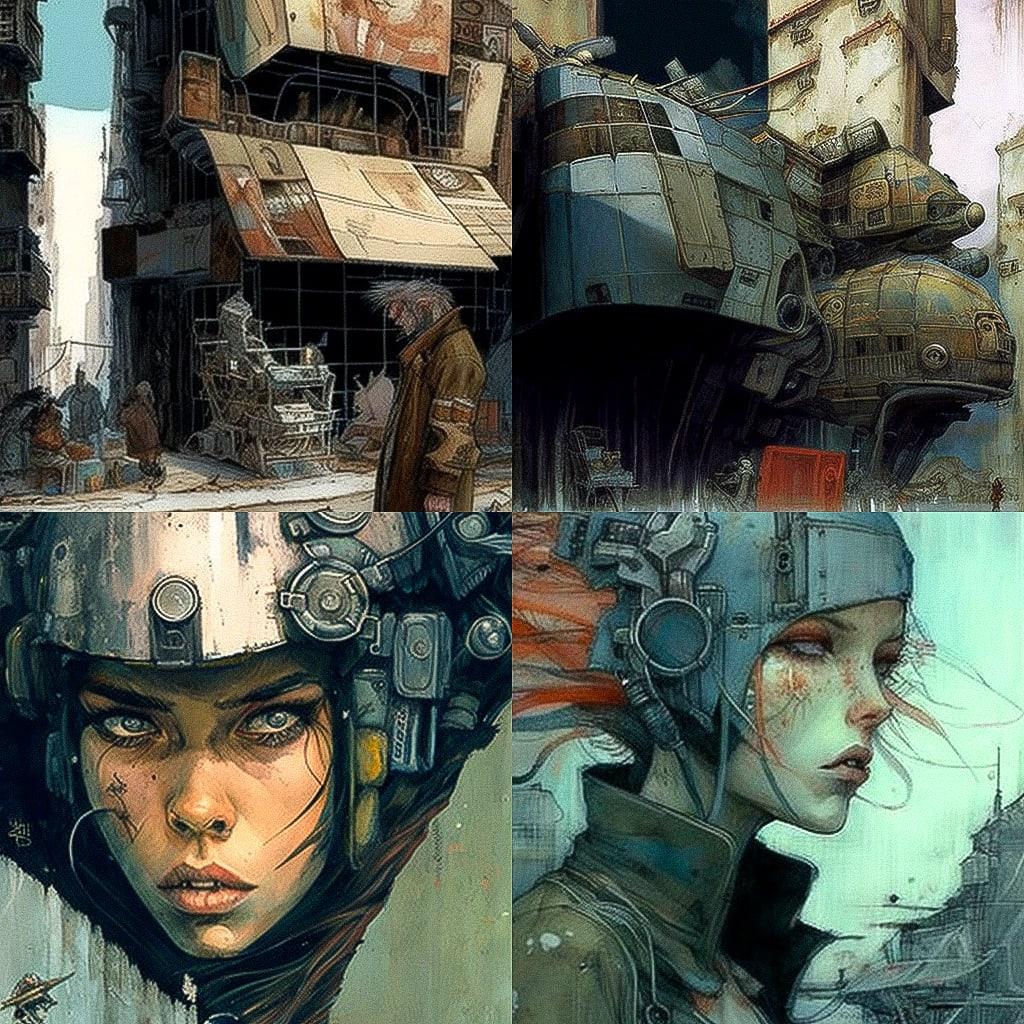 Enki Bilal style, Midjourney V4, render 1 of 4
