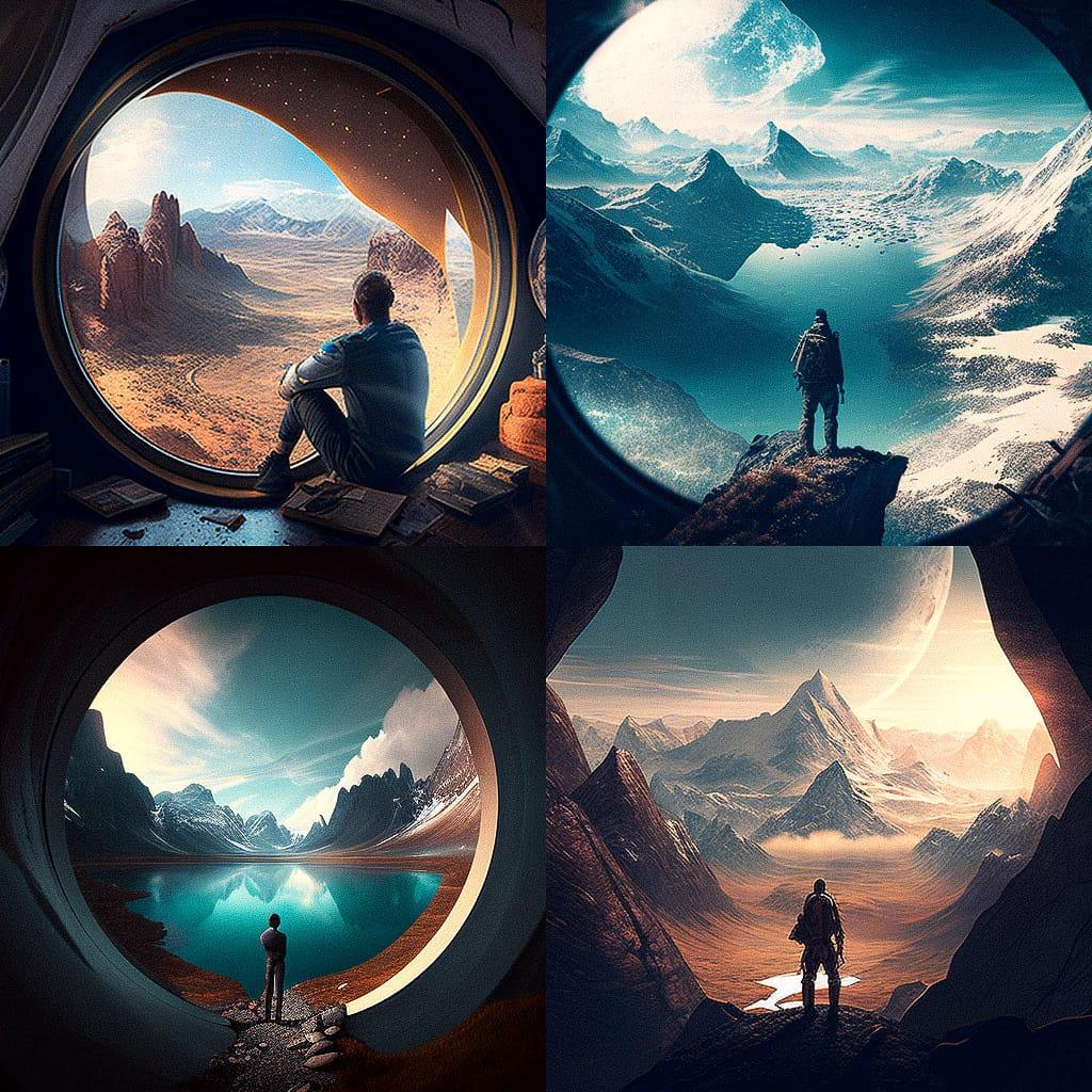 Epic view style, Midjourney V4, render 1 of 4