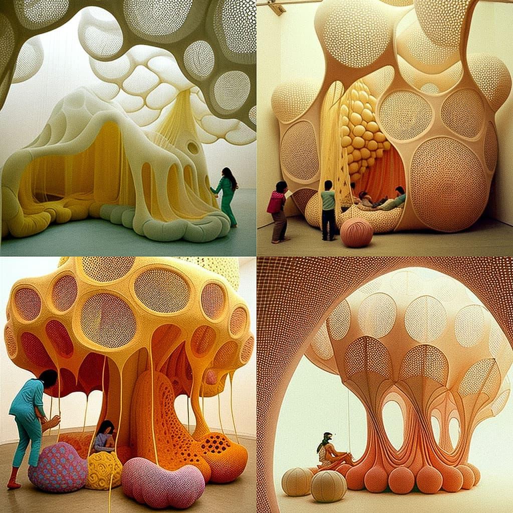 Ernesto Neto style, Midjourney V4, render 1 of 4