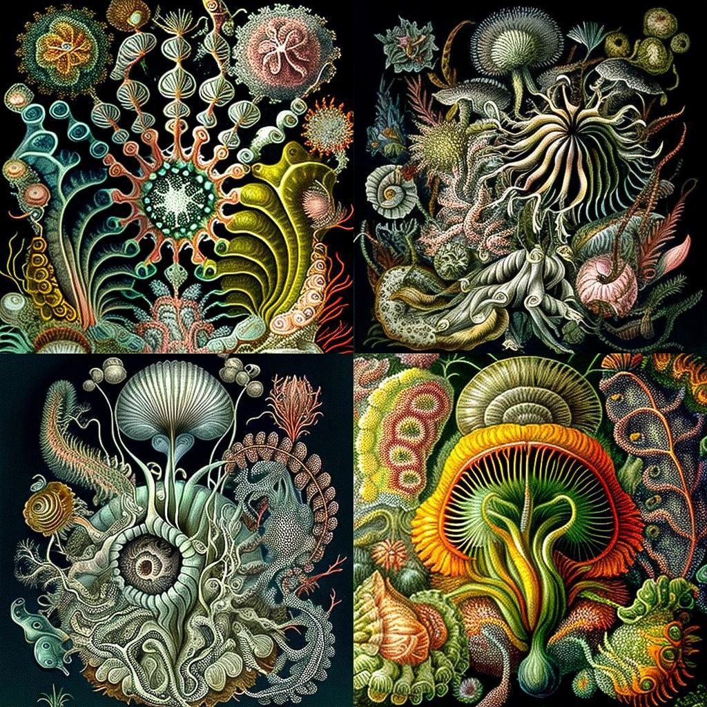 Ernst Haeckel style, Midjourney V4, render 1 of 4