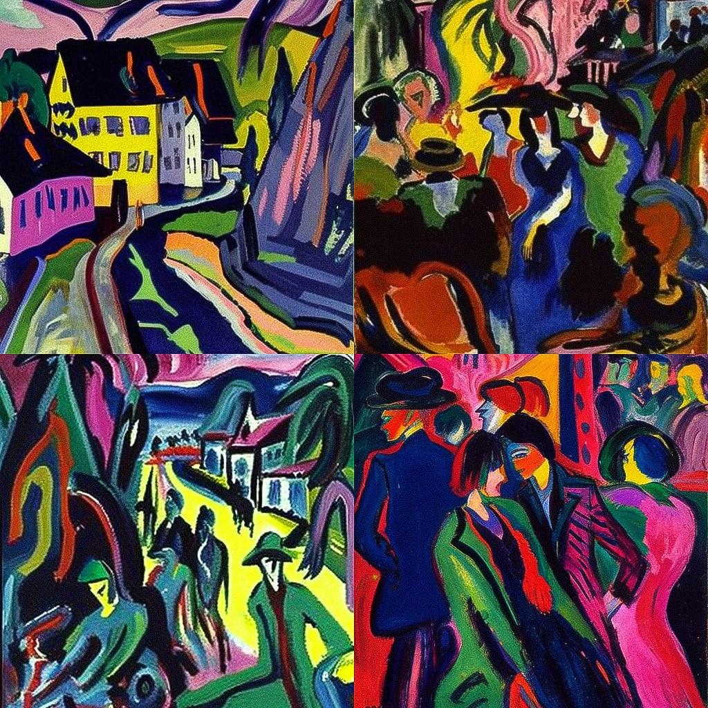Ernst Ludwig Kirchner style, Midjourney V4, render 1 of 4