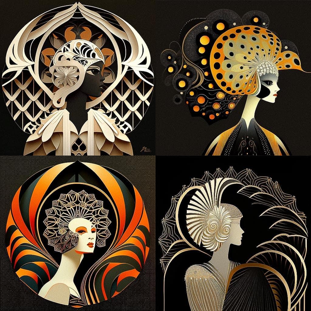 Erte style, Midjourney V4, render 1 of 4