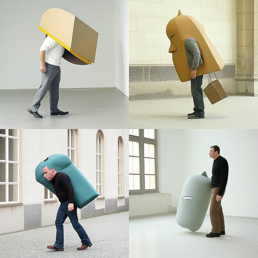 Erwin Wurm style, Midjourney V4, render 1 of 4