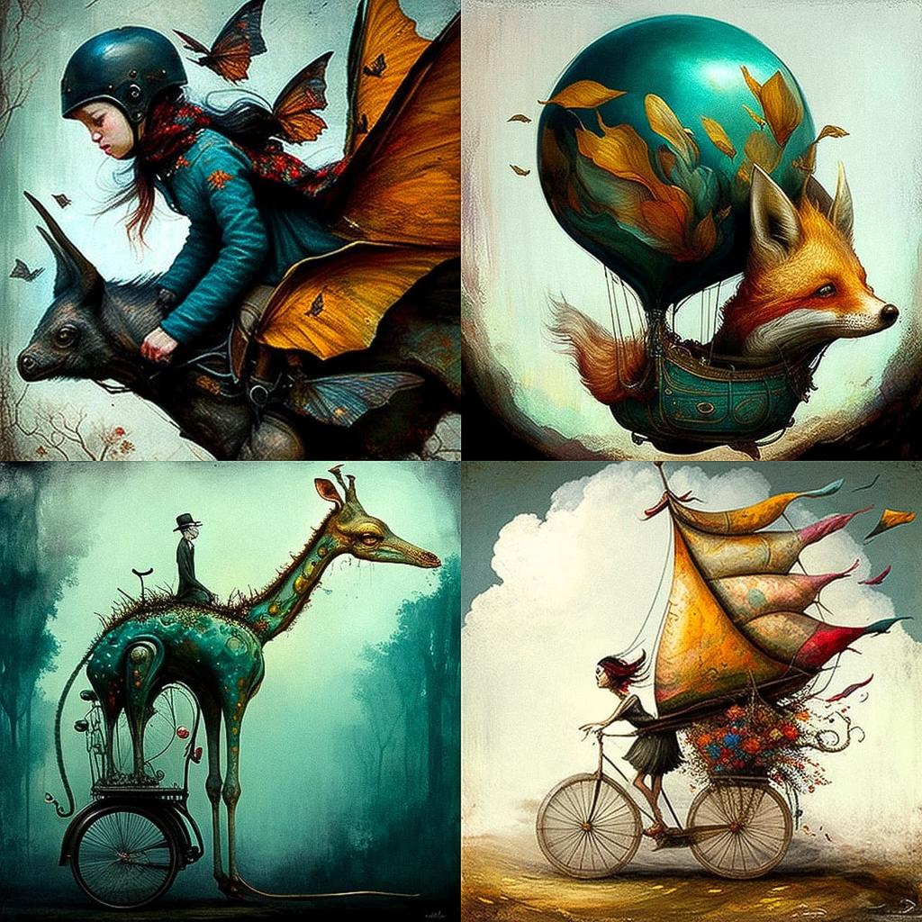 Esao Andrews style, Midjourney V4, render 1 of 4