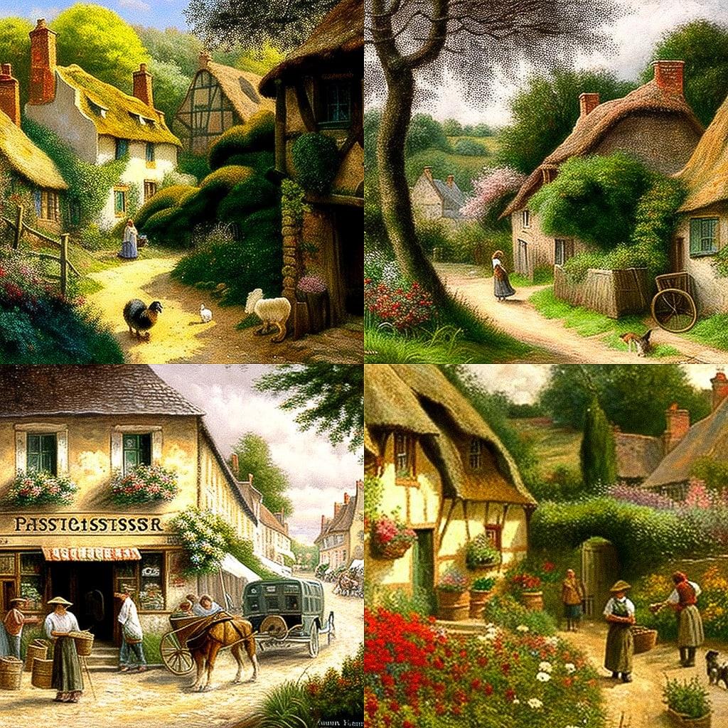 Esther Pissarro style, Midjourney V4, render 1 of 4