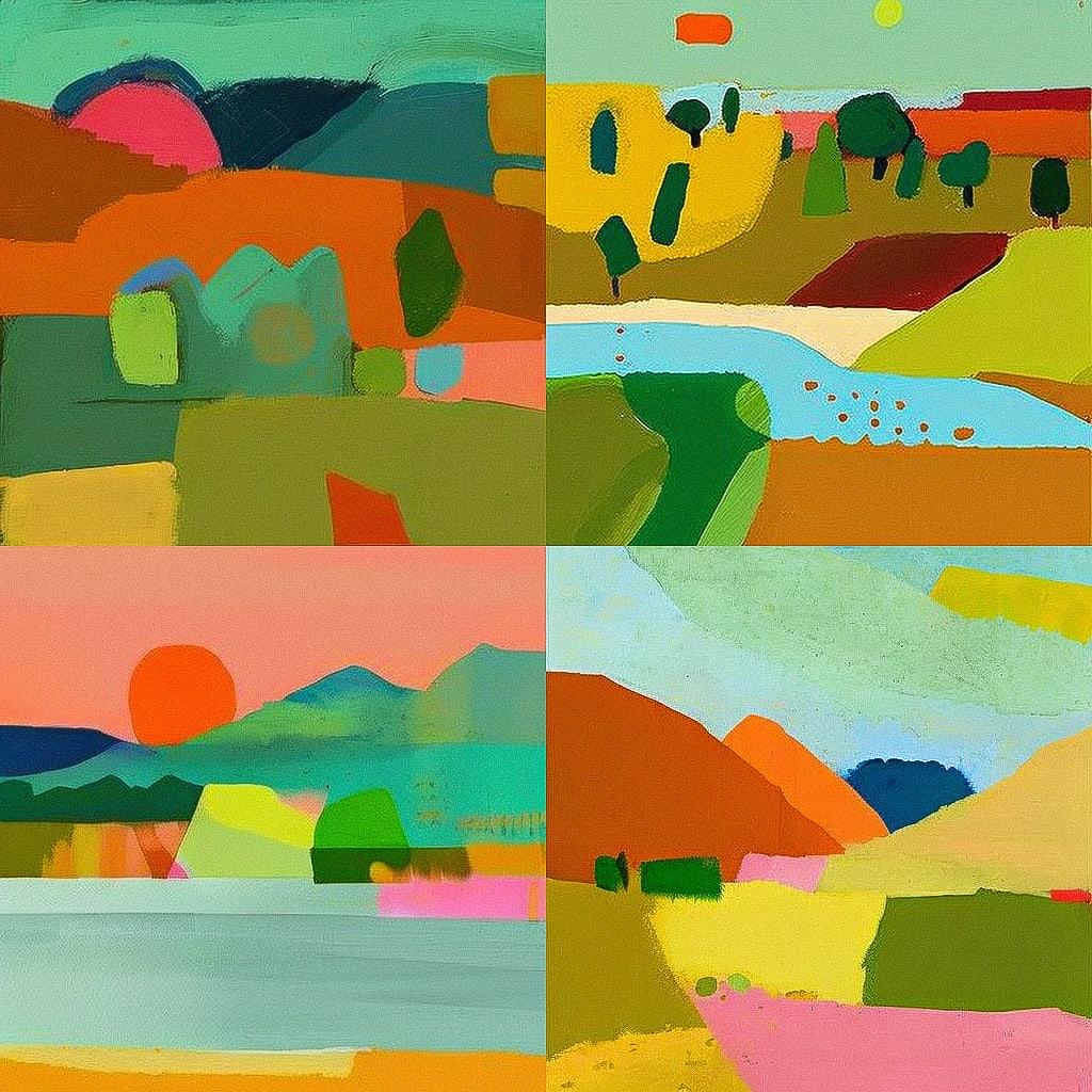 Etel Adnan style, Midjourney V4, render 1 of 4