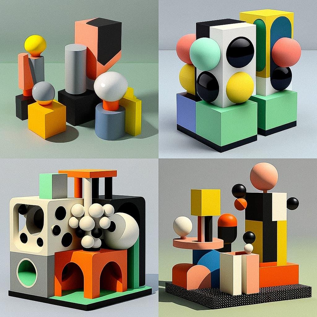 Ettore Sottsass style, Midjourney V4, render 1 of 4