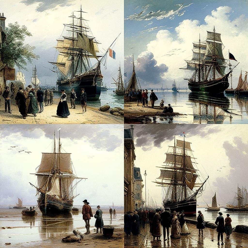 Eugene Boudin style, Midjourney V4, render 1 of 4