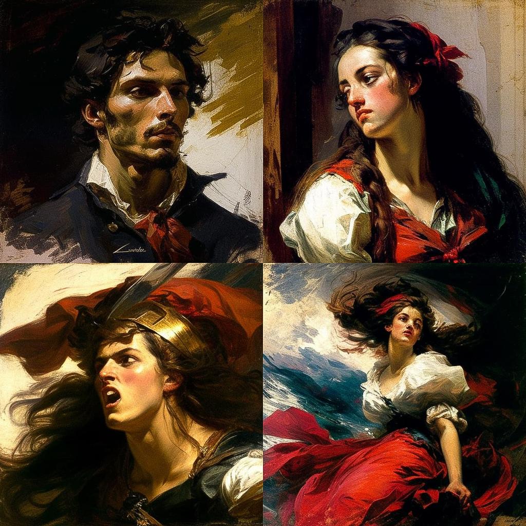 Eugene Delacroix style, Midjourney V4, render 1 of 4