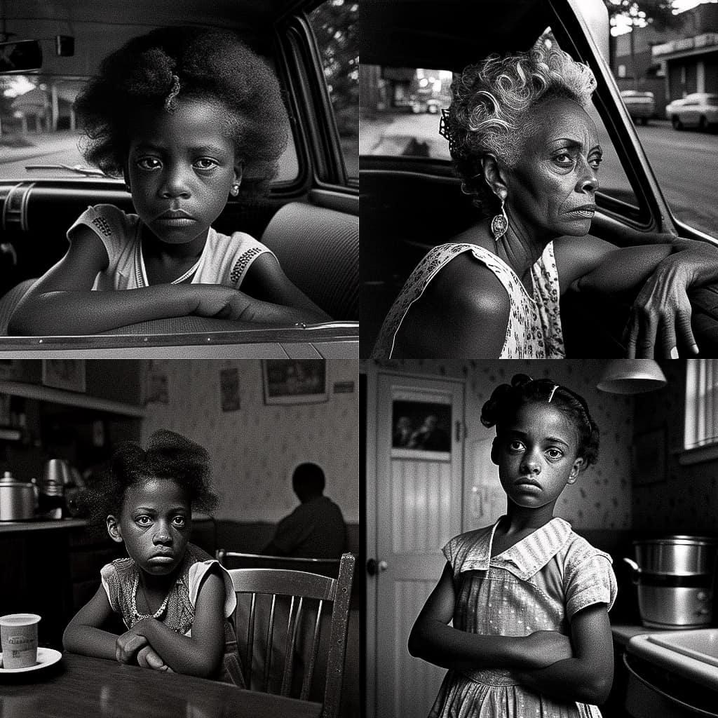 Eugene Richards style, Midjourney V4, render 1 of 4