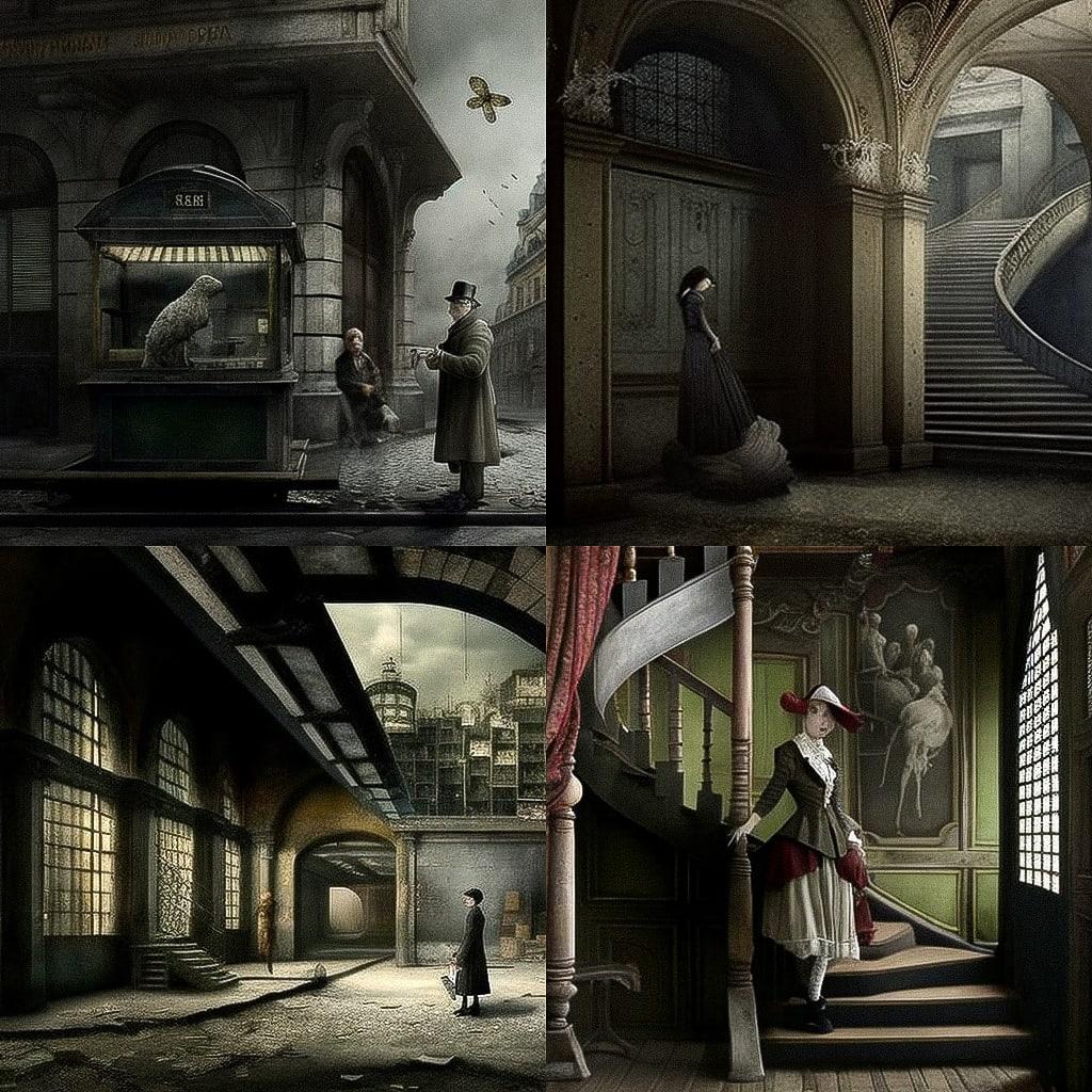 Eugenio Recuenco style, Midjourney V4, render 1 of 4