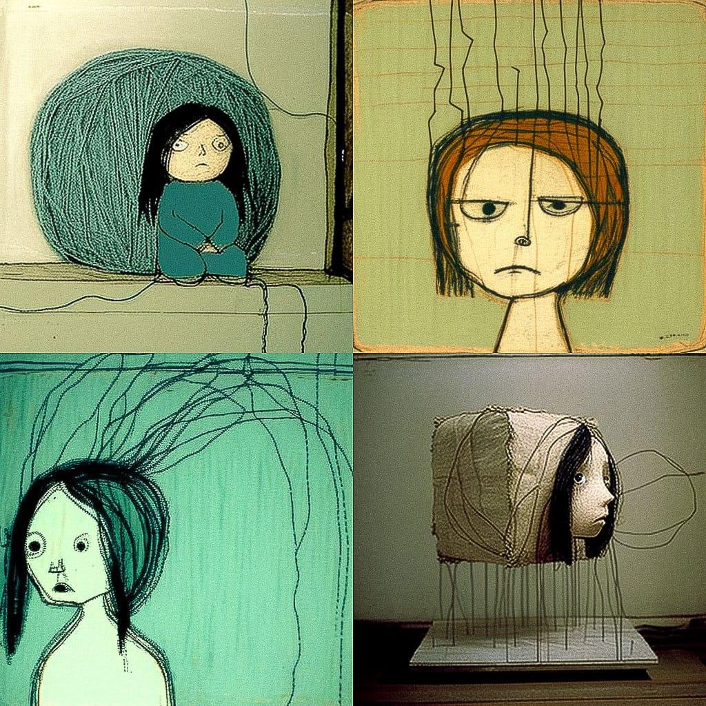 Eva Hesse style, Midjourney V4, render 1 of 4