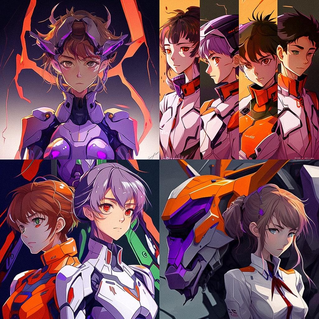 Evangelion style, Midjourney V4, render 1 of 4