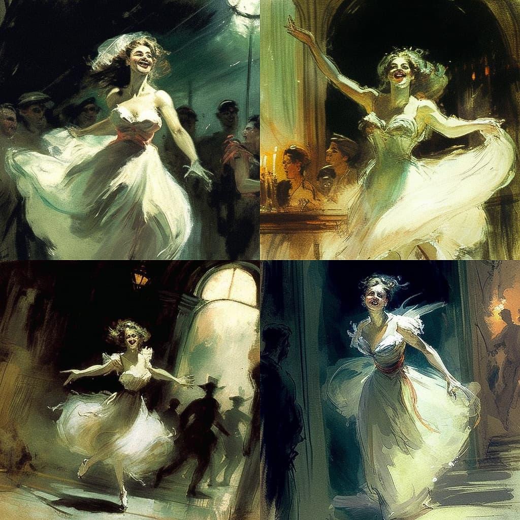 Everett Shinn style, Midjourney V4, render 1 of 4