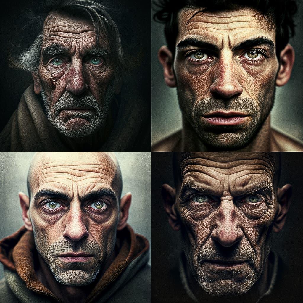 Extreme wide portrait style, Midjourney V4, render 1 of 4