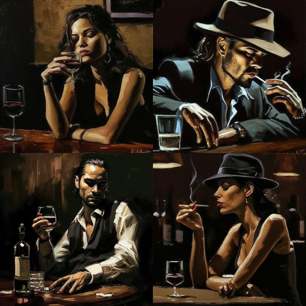 Fabian Perez style, Midjourney V4, render 1 of 4