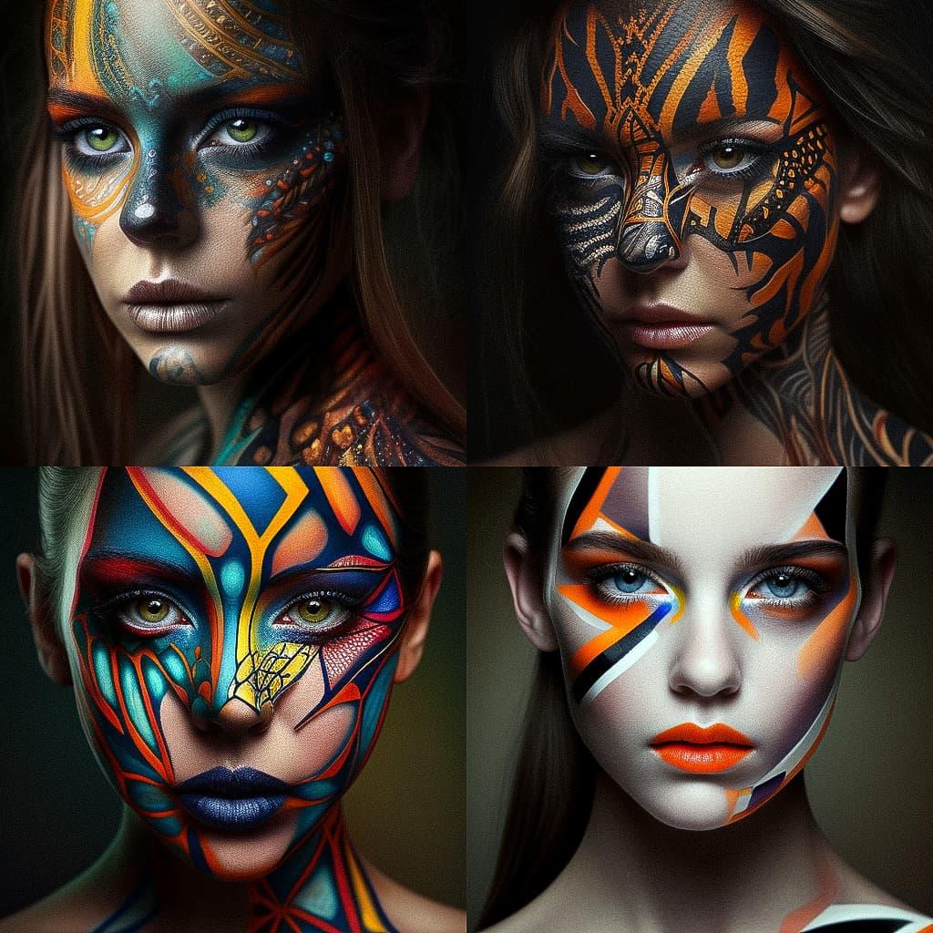 Facepaint style, Midjourney V4, render 1 of 4