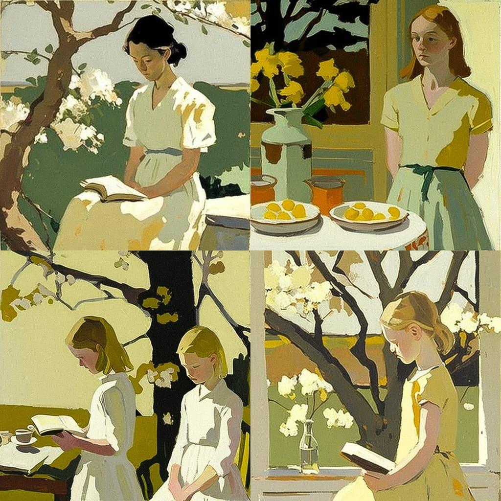 Fairfield Porter style, Midjourney V4, render 1 of 4