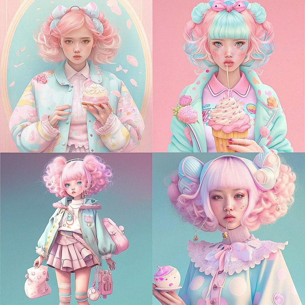 Fairy Kei fashion style, Midjourney V4, render 1 of 4