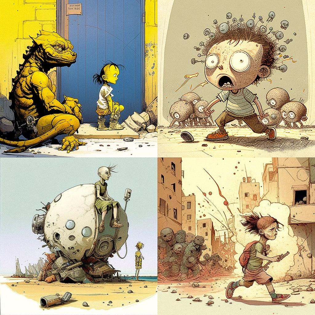 Farel Dalrymple style, Midjourney V4, render 1 of 4