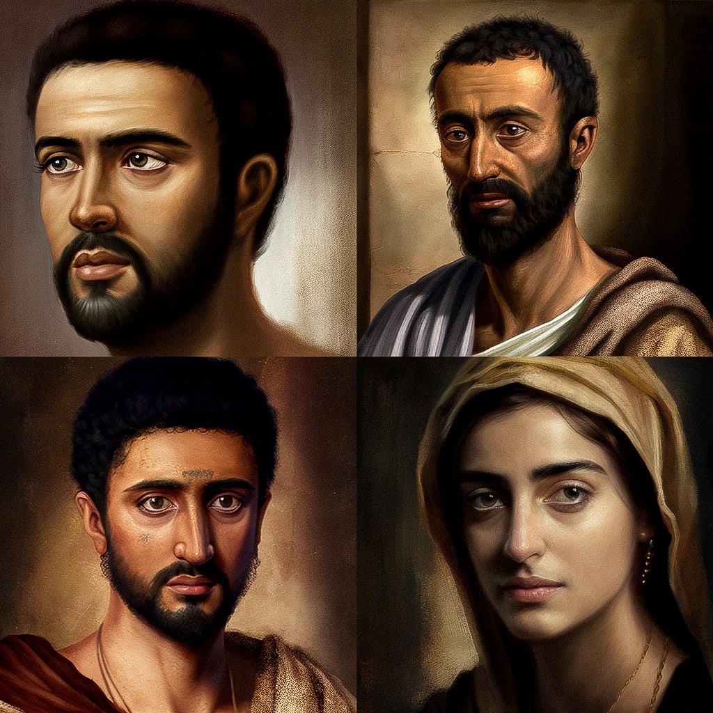 Fayum portrait style, Midjourney V4, render 1 of 4