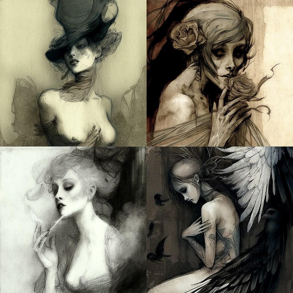 Felicien Rops style, Midjourney V4, render 1 of 4