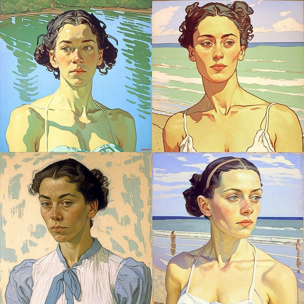 Ferdinand Hodler style, Midjourney V4, render 1 of 4