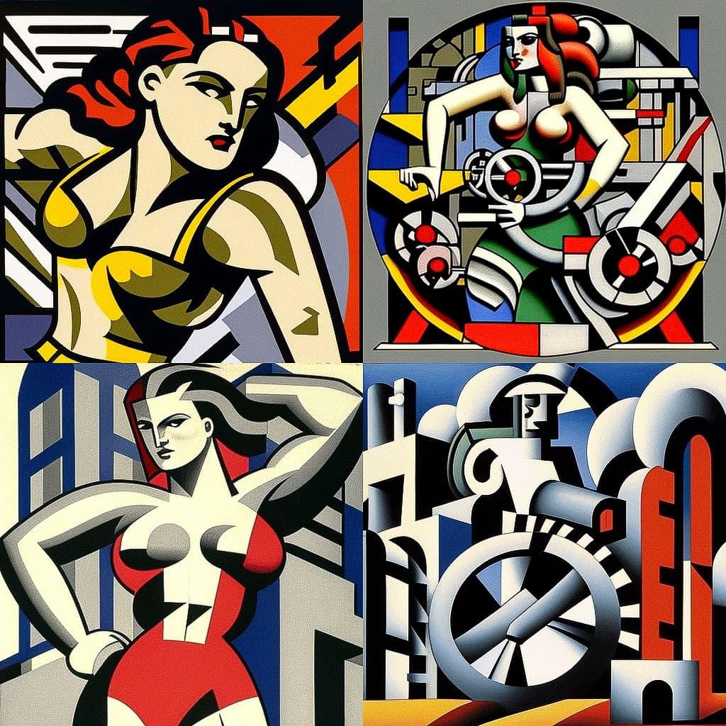 Fernand Leger style, Midjourney V4, render 1 of 4
