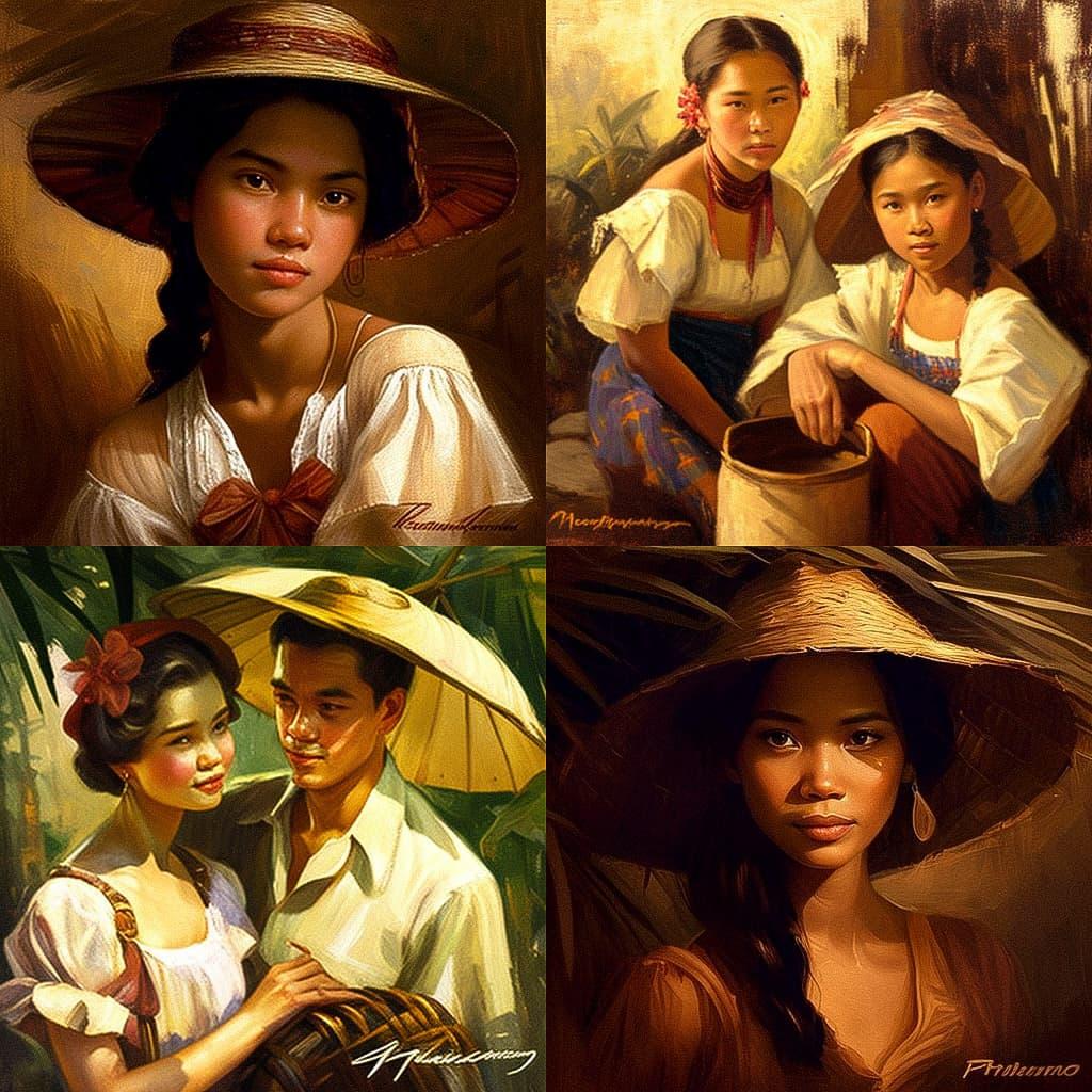 Fernando Amorsolo style, Midjourney V4, render 1 of 4