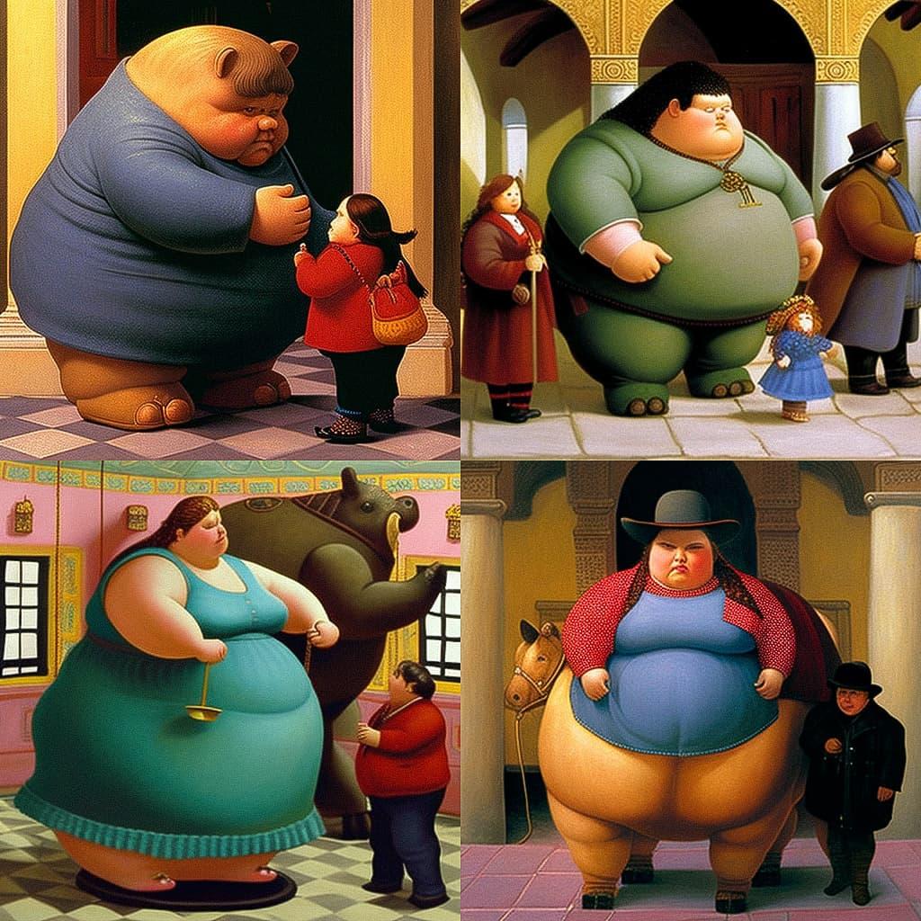Fernando Botero style, Midjourney V4, render 1 of 4