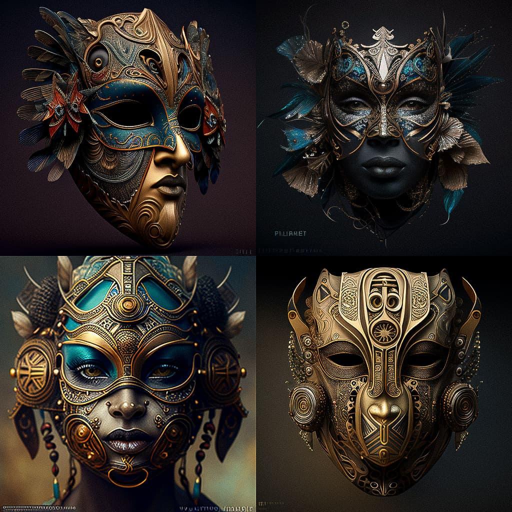 Festima mask style, Midjourney V4, render 1 of 4