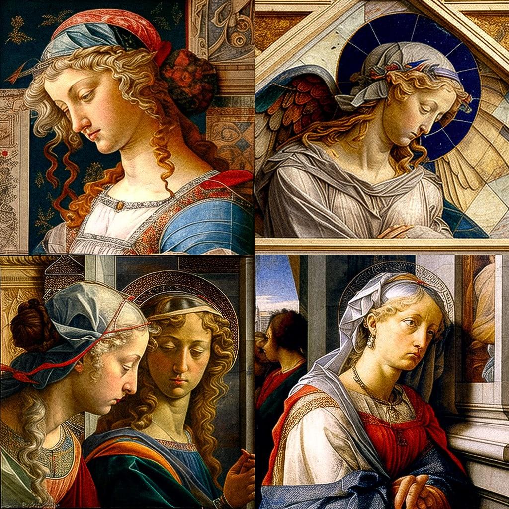 Filippino Lippi style, Midjourney V4, render 1 of 4